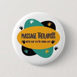 Massagetherapeuten Hände Rub farbenfroh Button