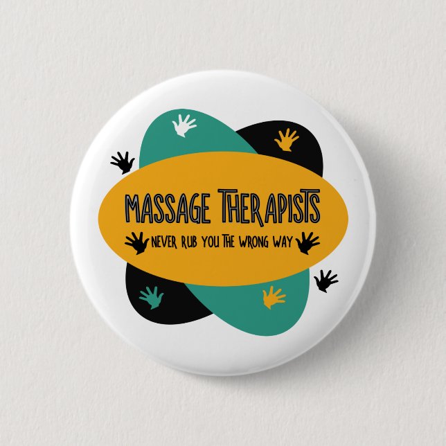 Massagetherapeuten Hände Rub farbenfroh Button (Vorderseite)