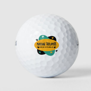 Massagetherapeuten Hände Rub farbenfroh Golfball