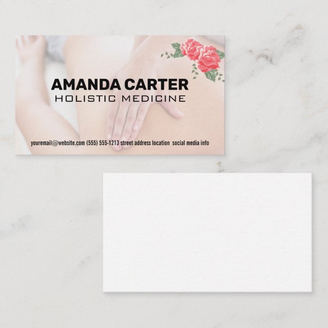 Massagetherapeutin | Blumen Visitenkarte (Vorne/Hinten)