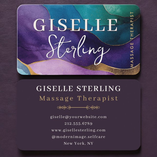 Massagetherapeutin Lila Visitenkarte (Von Creator hochgeladen)