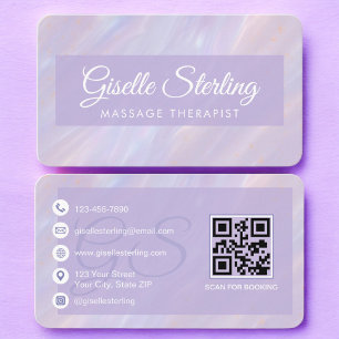 Massagetherapeutin Pastelllila QR-Code Visitenkarte