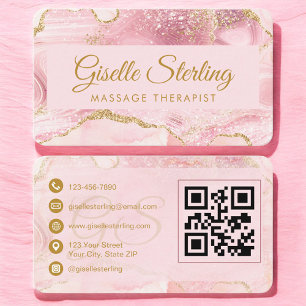 Massagetherapeutin Pink Gold Achat QR-Code Visitenkarte