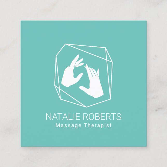 Massagetherapie Geometrische HeilHände Wellness-Ce Quadratische Visitenkarte (Vorderseite)