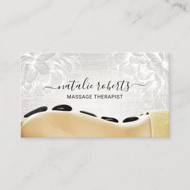 Massagetherapie Hot Stone Körperarbeit Vintag Visitenkarte (Vorderseite)
