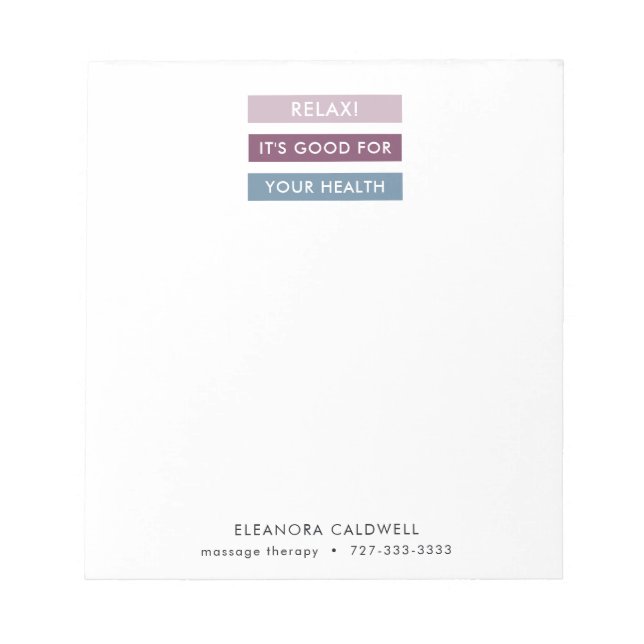 Massagetherapie Moderne Streifen Markierung Linie Notizblock (Vorderseite)