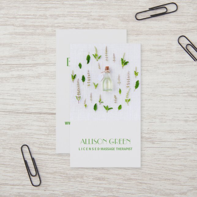 Massagetherapie Natürliches ätherisches Öl Aromath Visitenkarte (Vorderseite/Rückseite Beispiel)