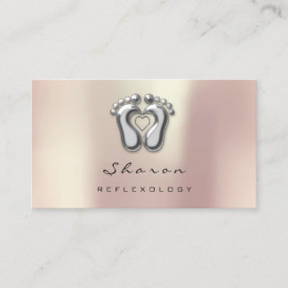 Massagetherapie Reflexologie Silbergraue Rose Gold Visitenkarte