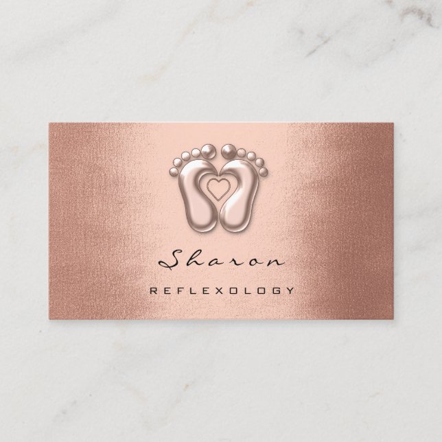 Massagetherapie Reflexologie Therapeut Kupfer Rose Visitenkarte (Vorderseite)