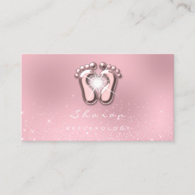 Massagetherapie Reflexologie Therapie Rosa Rose Visitenkarte (Vorderseite)