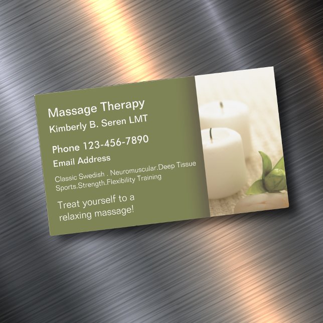 Massagetherapie Visitenkartenmagnete Magnetische Visitenkarte (massage therapy business card magnets by custom business templates)