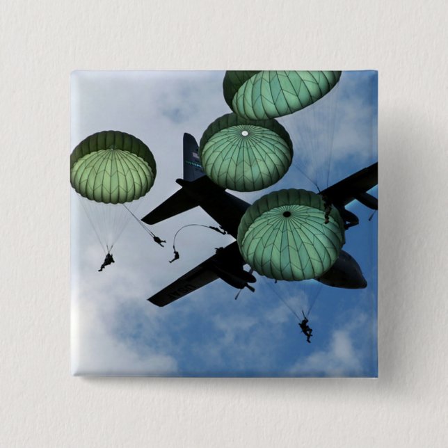 Massensprungs-Auftrag, Fallschirme, US-Armee Button (Vorderseite)