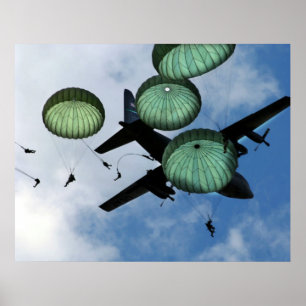Massensprungs-Auftrag, Fallschirme, US-Armee Poster