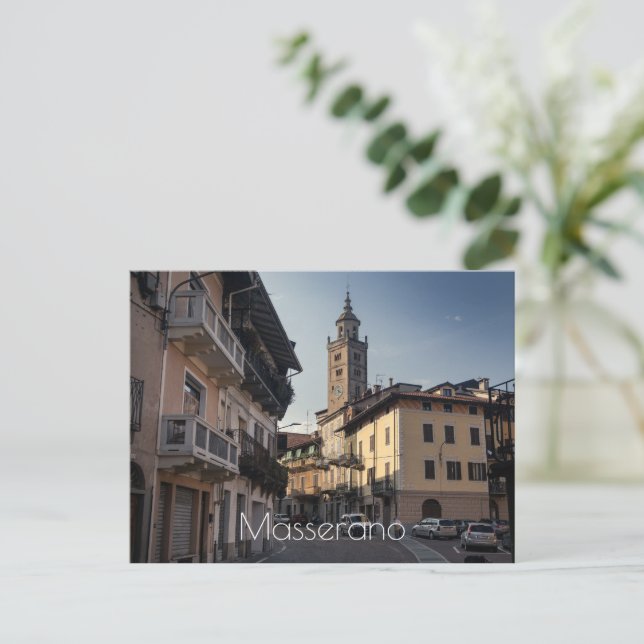 Masserano Abend Skyline, Biella, Italien Postkarte (Stehend Vorderseite)