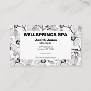 Masseuse Wellness-Center Monochrome Twigs und Berr Visitenkarte
