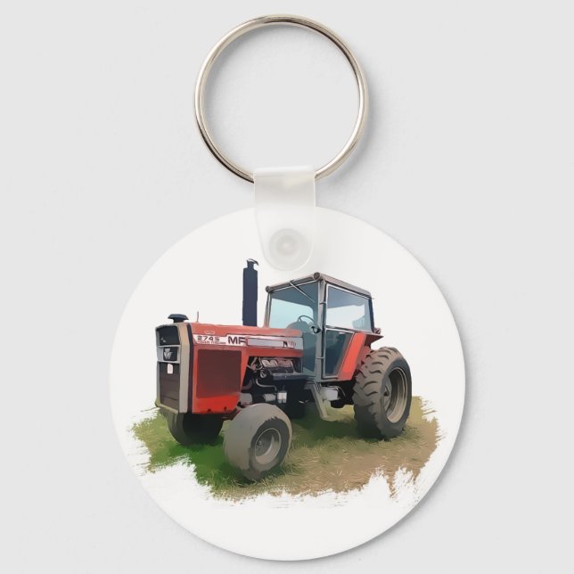 Massey Ferguson Red Tractor auf dem Feld Schlüsselanhänger (Vorderseite)