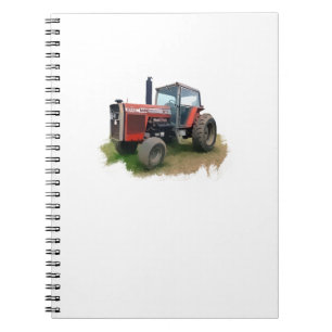 Massey Ferguson roter Traktor auf dem Gebiet Notizblock