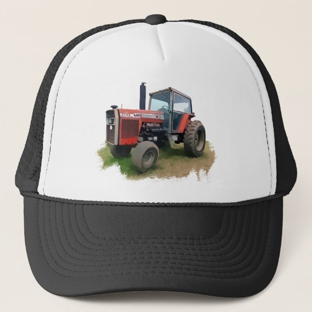 Massey Ferguson roter Traktor auf dem Gebiet Truckerkappe (Vorderseite)