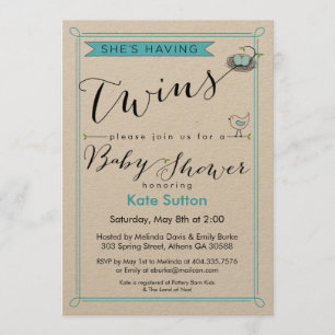 Maßgeschneidert hat sie Twins Baby Dusche Einladun Einladung