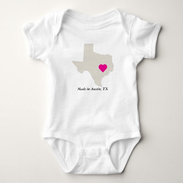 Maßgeschneidert in Texas Staat Liebe Baby T-Shirt Baby Strampler (Vorderseite)
