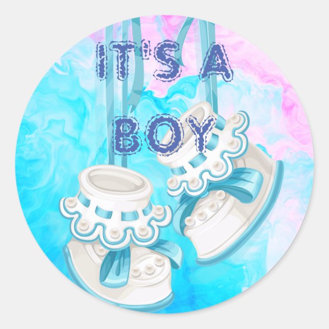 Maßgeschneidert ist es ein Baby Gender Reveal Aufk Runder Aufkleber (Vorderseite)