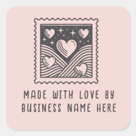 Maßgeschneidert mit Liebe Business Herz Postal Bri Quadratischer Aufkleber