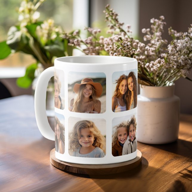 Maßgeschneiderte 10-FotoCollage mit gerundeten Rah Kaffeetasse (Personalized mug template with a 10 photo collage )
