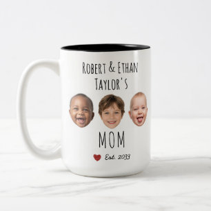 Maßgeschneiderte 3 Kinderfaces & Namen Personalisi Zweifarbige Tasse