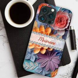Maßgeschneiderte 3D-Blume, Diamantrahmen Case-Mate iPhone Hülle