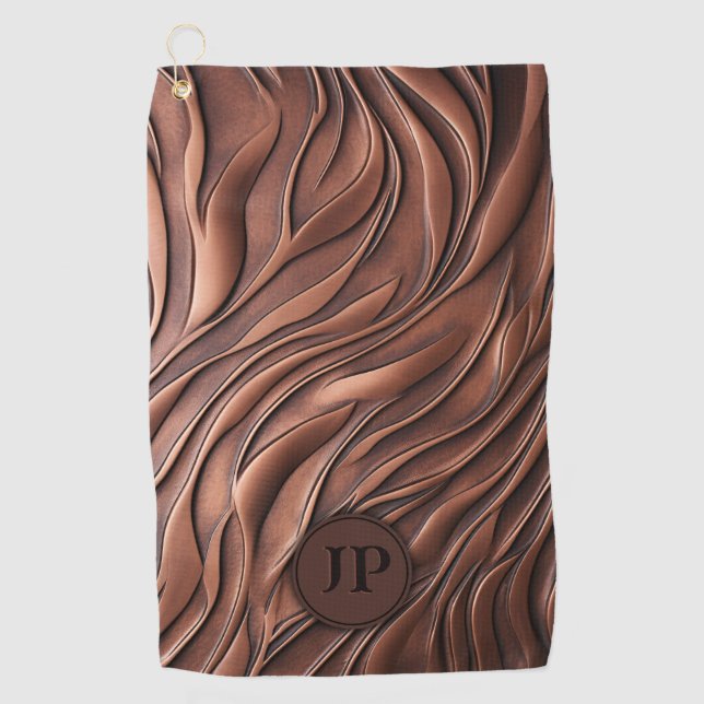 Maßgeschneiderte 3D-Kupfer-Metallic-Wellenform Golfhandtuch (Vorderseite)