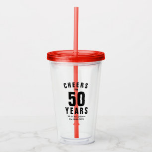 Maßgeschneiderte 50. Hochzeitstag Trommel Brille Acryltrinkbecher