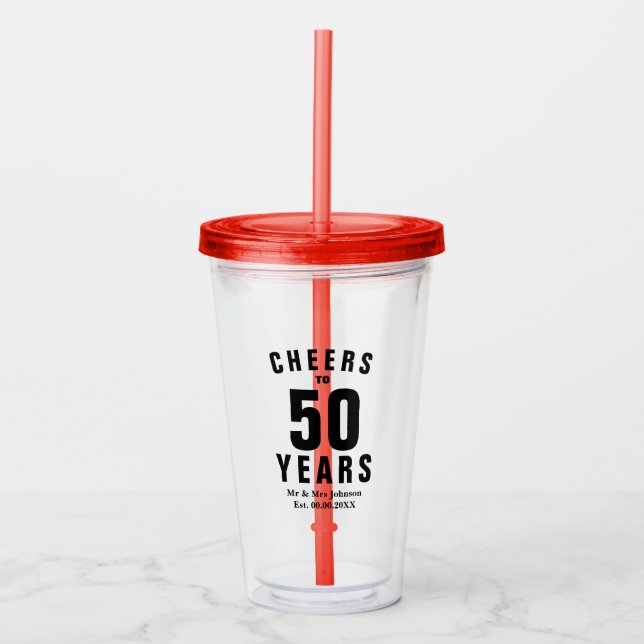 Maßgeschneiderte 50. Hochzeitstag Trommel Brille Acryltrinkbecher (Vorderseite)