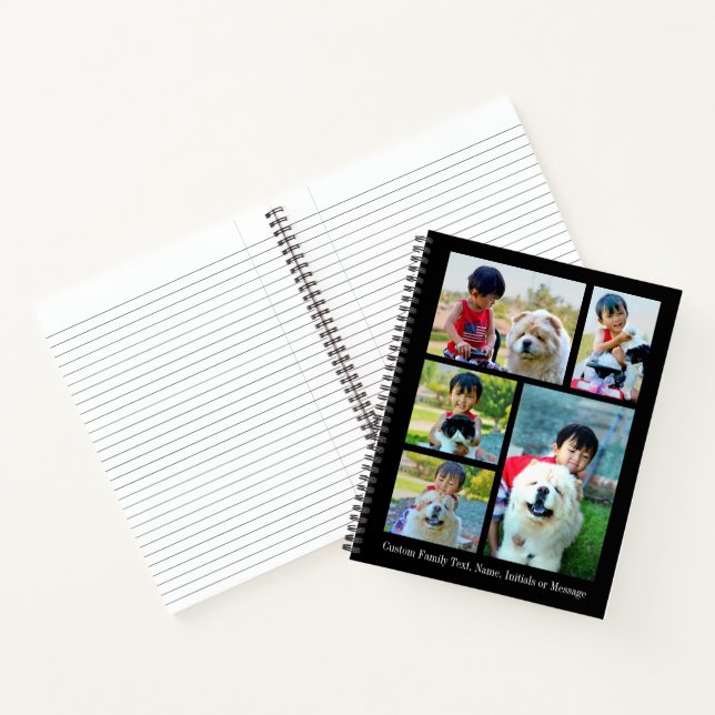 Maßgeschneiderte 5-FotoCollage Modernes Bild Notizbuch (Innenseite)