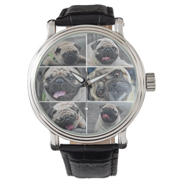 Maßgeschneiderte 6-Fotos-Armbanduhr für Hundefreun Armbanduhr (Vorderseite)