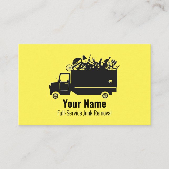 Maßgeschneiderte Abfallbeseitigungsfirma gelb Visitenkarte (Vorderseite)