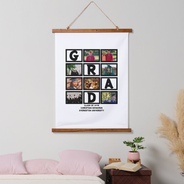 Maßgeschneiderte Abschluss-Klasse für Foto-Collage Wandteppich Mit Holzrahmen (Schlafzimmer)