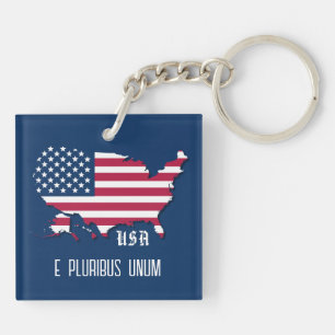 Maßgeschneiderte amerikanische Flagge über Karte, Schlüsselanhänger