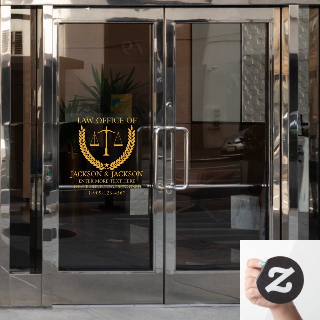 Maßgeschneiderte Anwaltskanzlei für die detaillier Fensteraufkleber (Büro Tür)
