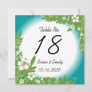 Maßgeschneiderte aquamarine Hibiskus Hochzeitskart Einladung