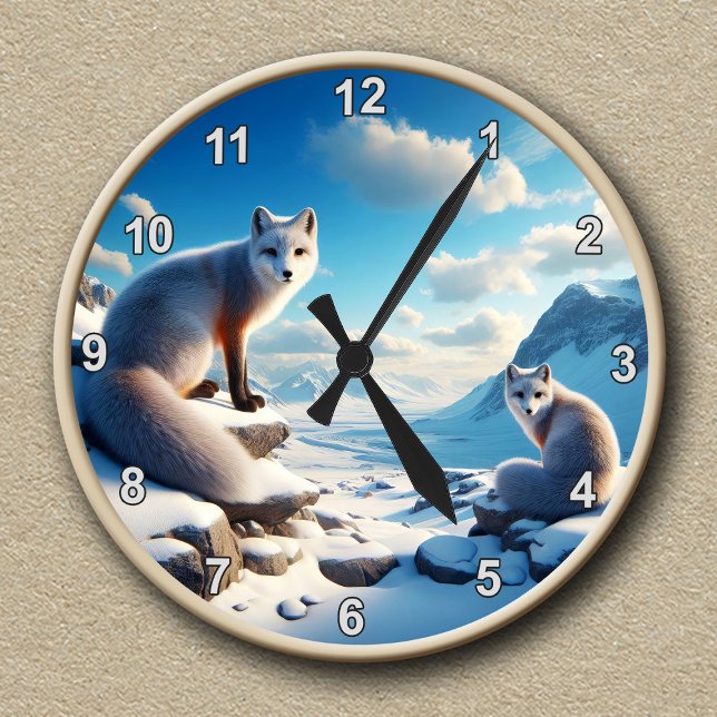 Maßgeschneiderte Arktis Fox Winter Landschaft Uhr (Von Creator hochgeladen)