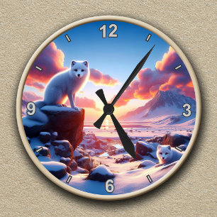 Maßgeschneiderte Arktis Fox Winter Landschaft Uhr