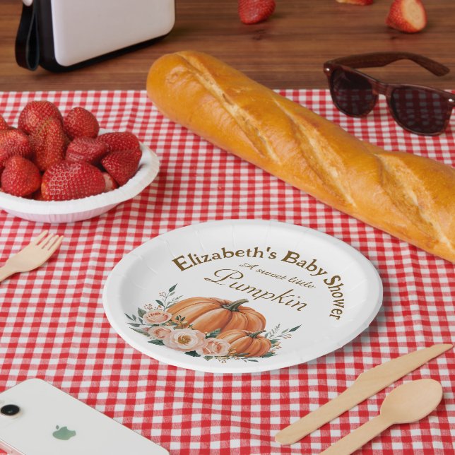 Maßgeschneiderte Babydusche - Pumpkin-Thema für Pappteller (Picknick)