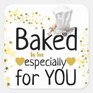 Maßgeschneiderte Baker-Aufkleber für Ihre gebacken Quadratischer Aufkleber