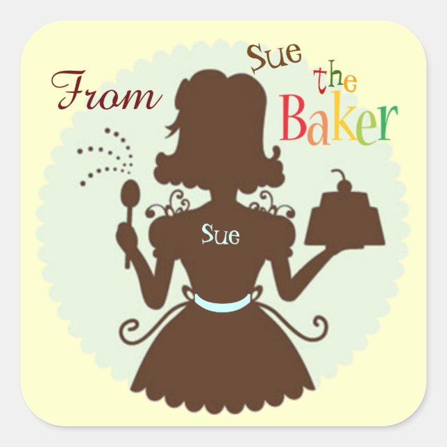 Maßgeschneiderte Baker-Geschenkkleber Quadratischer Aufkleber (Vorderseite)