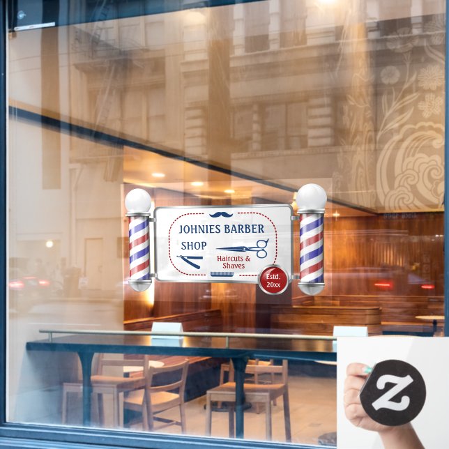 Maßgeschneiderte Barberholzgeschäfte Fensteraufkleber (Café-Fenster)