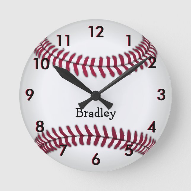 Maßgeschneiderte Baseball-Sportzeit Runde Wanduhr (Vorderseite)
