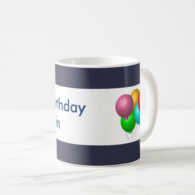 Maßgeschneiderte Basic Happy Birthday Balloons Kaffeetasse (VorderseiteRechts)