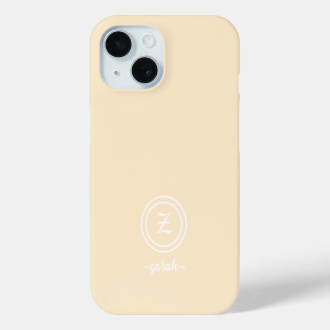 Maßgeschneiderte Beige Monogram & Name Phone Case (Rückseite)