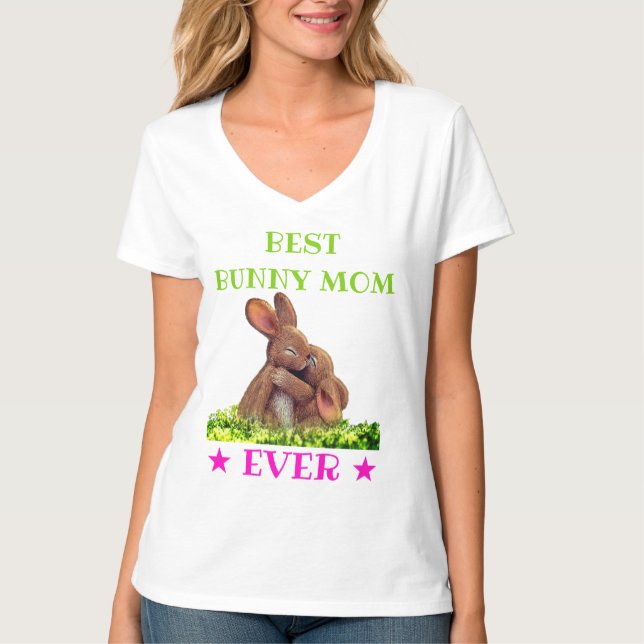 Maßgeschneiderte BEST BUNNY MAMA je einfach Niedli T-Shirt (Vorderseite)