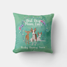 Maßgeschneiderte beste Dog Mum Floral Podenco Kissen